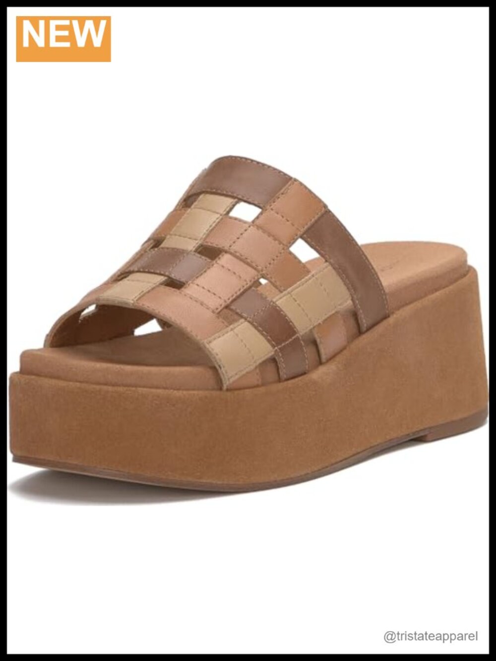 Woven Platform Sandal Leather Upper Slip-On Slingback Open Toe